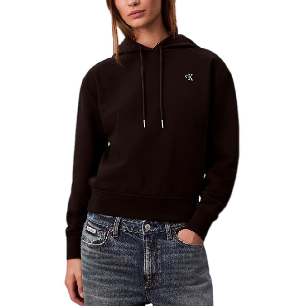 CALVIN KLEIN JEANS ARCHIVE TERRY PO HOOD ΦΟΥΤΕΡ ΜΠΛΟΥΖΑ ΓΥΝΑΙΚΕΙΑ BLACK