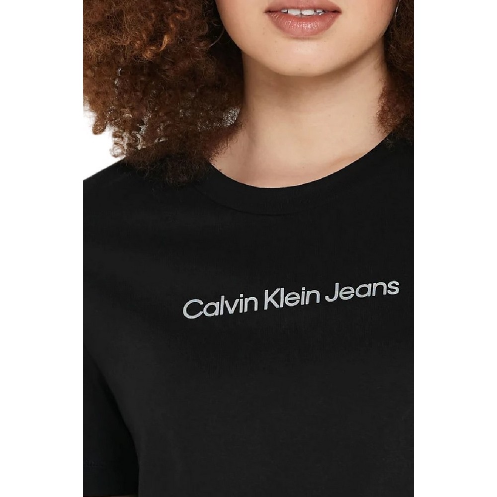 CALVIN KLEIN JEANS SHRUNKEN INSTITUTIONAL TEE T-SHIRT ΓΥΝΑΙΚΕΙΟ BLACK