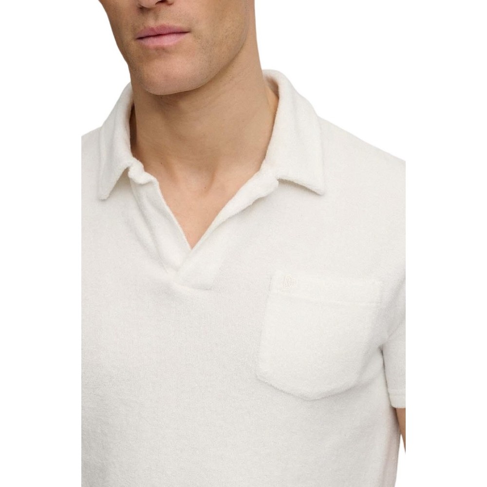 SUPERDRY D4 STUD TOWELLING POLO T-SHIRT ΜΠΛΟΥΖΑ ΑΝΔΡΙΚΗ OFF WHITE