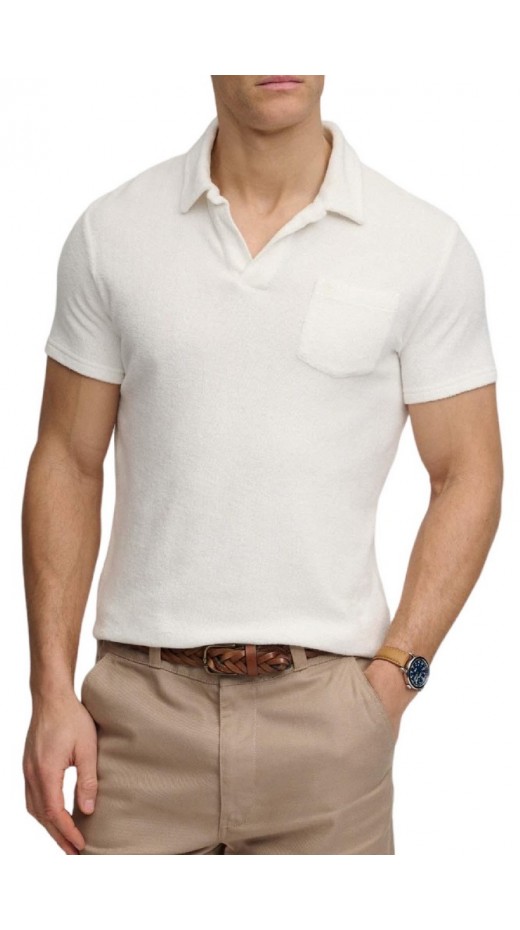 SUPERDRY D4 STUD TOWELLING POLO T-SHIRT ΜΠΛΟΥΖΑ ΑΝΔΡΙΚΗ OFF WHITE