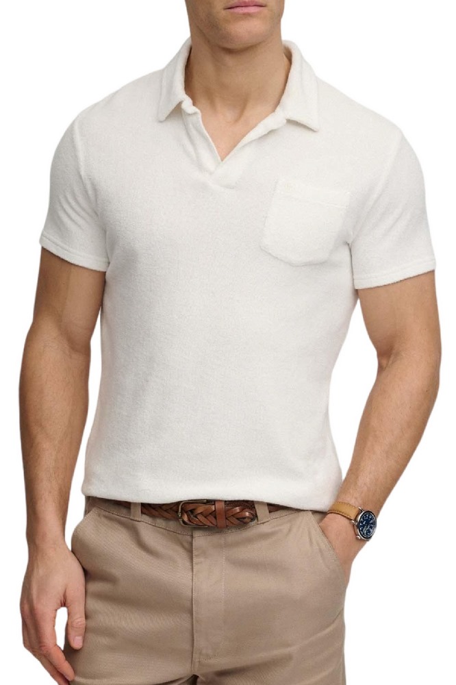 SUPERDRY D4 STUD TOWELLING POLO T-SHIRT ΜΠΛΟΥΖΑ ΑΝΔΡΙΚΗ OFF WHITE