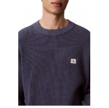 CALVIN KLEIN JEANS EZ COTTON WAFFLE CRWNK SWTR 9 ΠΛΕΚΤΗ ΜΠΛΟΥΖΑ ΑΝΔΡΙΚΗ BLUE