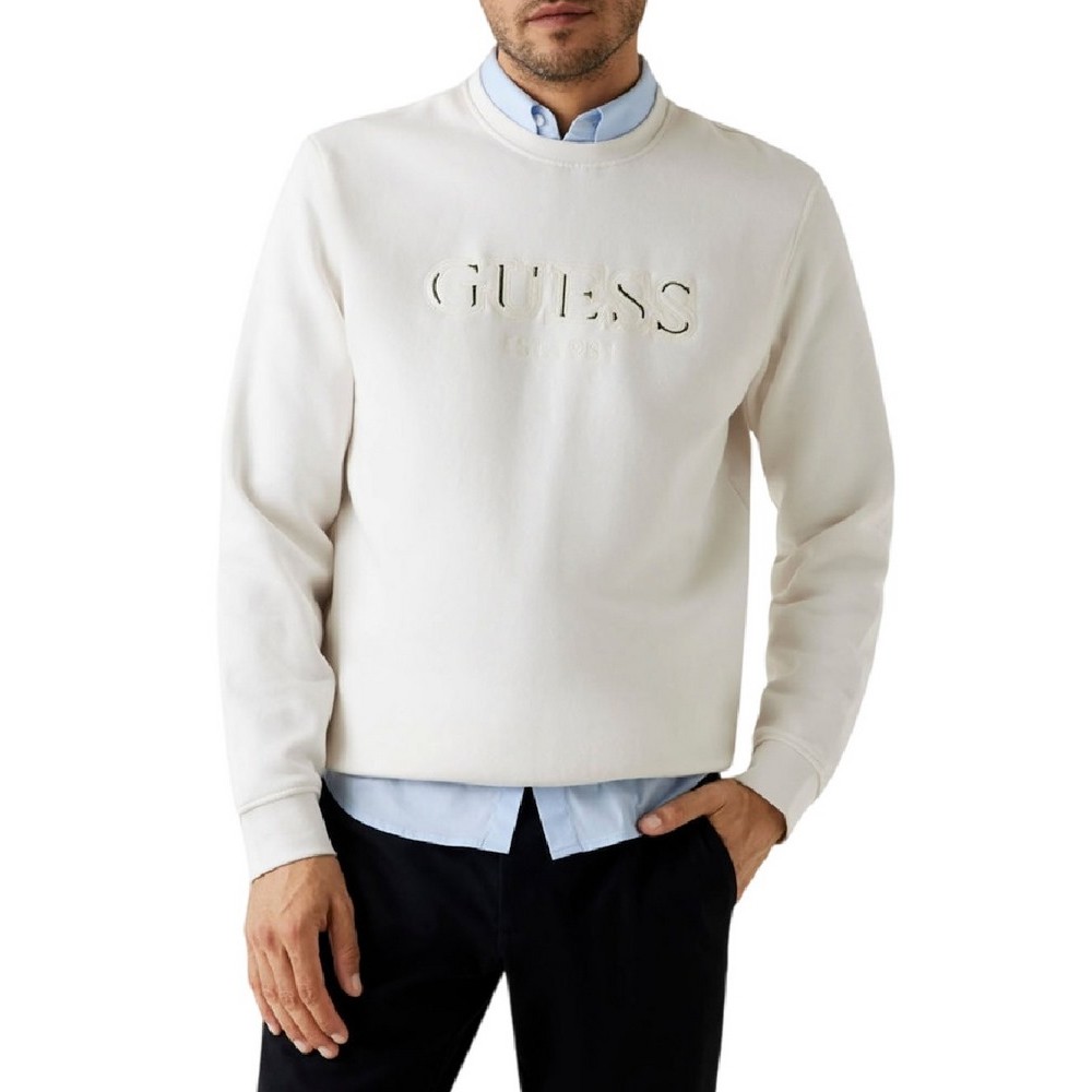 GUESS CN BASIC SWEATSHIRT ΦΟΥΤΕΡ ΜΠΛΟΥΖΑ ΑΝΔΡΙΚΗ OFF WHITE