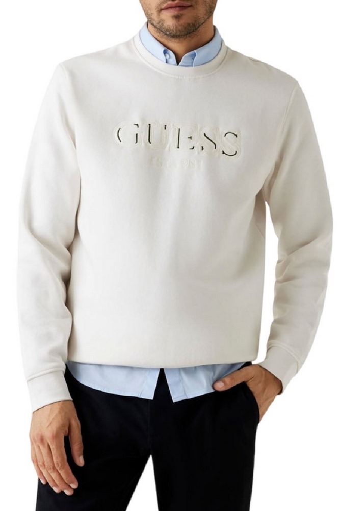 GUESS CN BASIC SWEATSHIRT ΦΟΥΤΕΡ ΜΠΛΟΥΖΑ ΑΝΔΡΙΚΗ OFF WHITE
