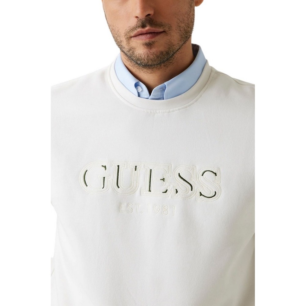 GUESS CN BASIC SWEATSHIRT ΦΟΥΤΕΡ ΜΠΛΟΥΖΑ ΑΝΔΡΙΚΗ OFF WHITE