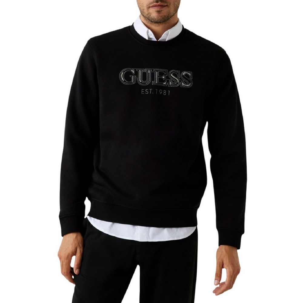 GUESS CN BASIC SWEATSHIRT ΦΟΥΤΕΡ ΜΠΛΟΥΖΑ ΑΝΔΡΙΚΗ BLACK