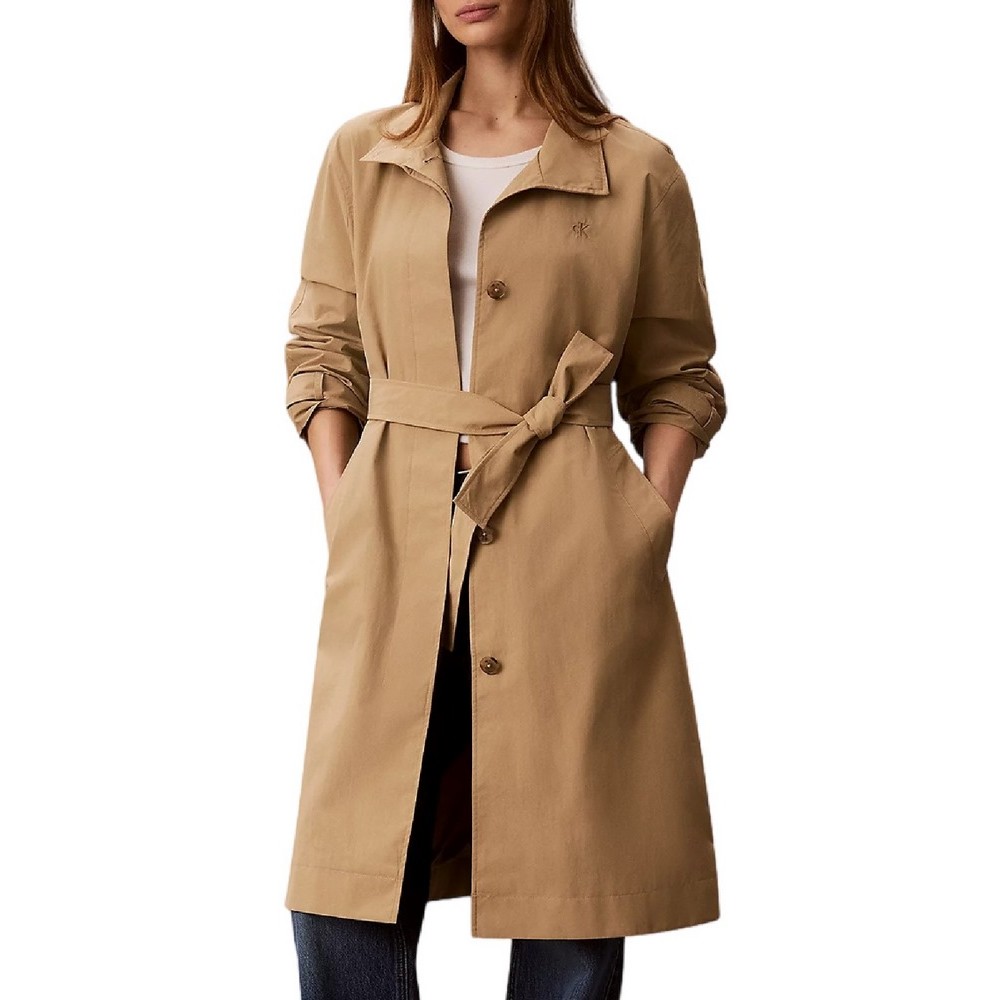 CALVIN KLEIN JEANS LONG TECH SEASONAL TRENCH COAT ΚΑΠΑΡΝΤΙΝΑ ΓΥΝΑΙΚΕΙΑ BEIGE