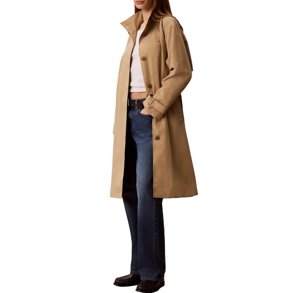 CALVIN KLEIN JEANS LONG TECH SEASONAL TRENCH COAT ΚΑΠΑΡΝΤΙΝΑ ΓΥΝΑΙΚΕΙΑ BEIGE