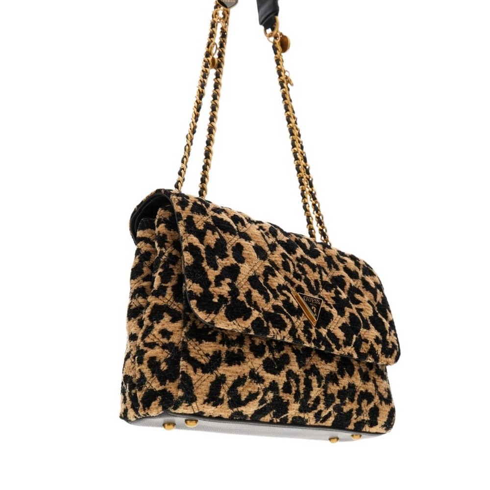 GUESS GIULLY II 2 COMP CNVRTBLE FLAP ΤΣΑΝΤΑ ΓΥΝΑΙΚΕΙΑ LEOPARD