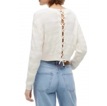 TOMMY JEANS TEXTURED FLAG SWEATER ΠΛΕΚΤΗ ΜΠΛΟΥΖΑ ΓΥΝΑΙΚΕΙΑ OFF WHITE