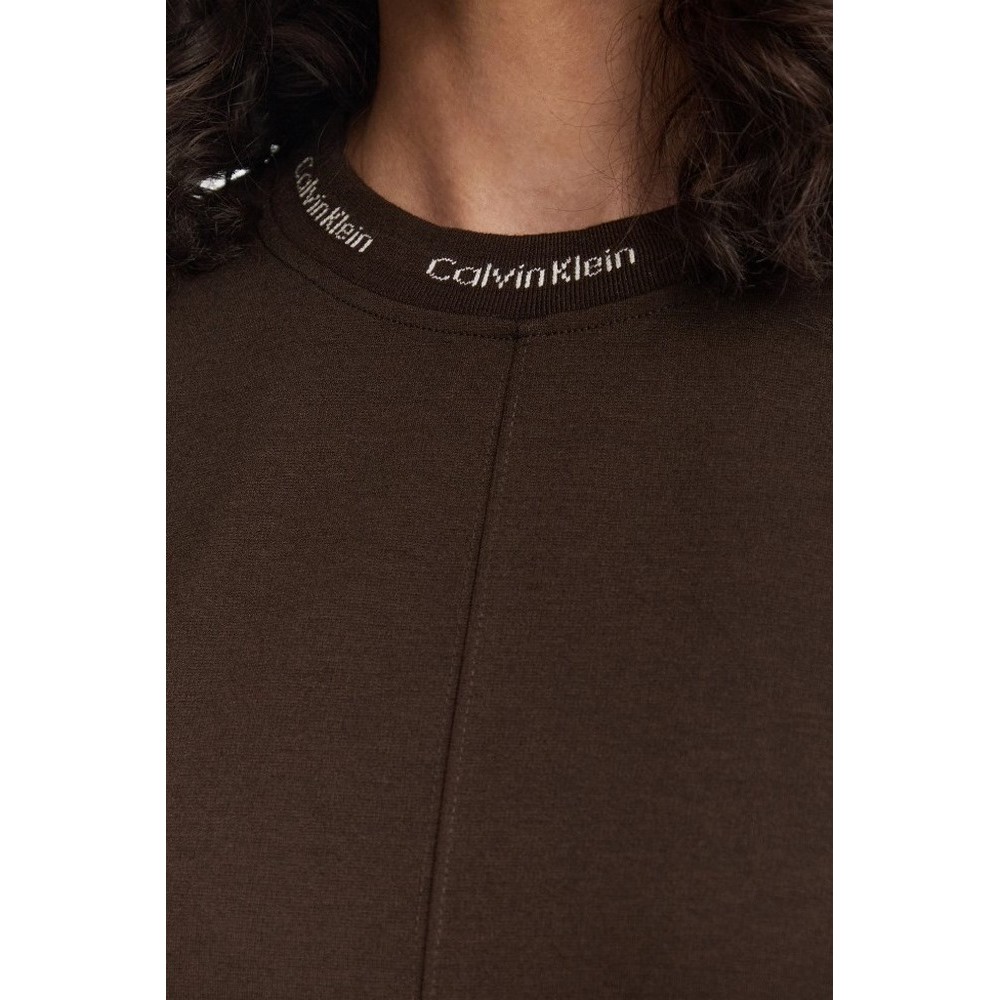 CALVIN KLEIN JEANS LOGO RIB INTERLOCK T-SHIRT ΦΟΡΕΜΑ ΓΥΝΑΙΚΕΙΟ BROWN