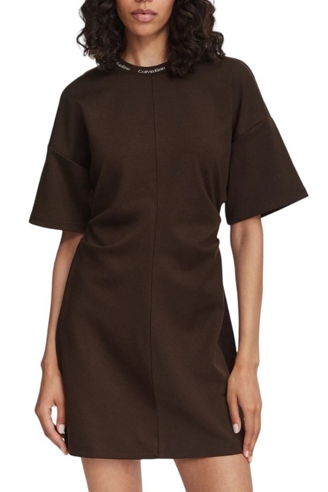 CALVIN KLEIN JEANS LOGO RIB INTERLOCK T-SHIRT ΦΟΡΕΜΑ ΓΥΝΑΙΚΕΙΟ BROWN