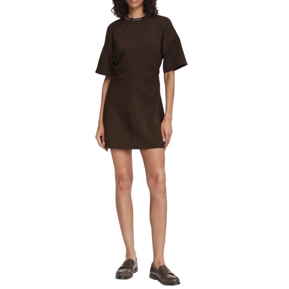 CALVIN KLEIN JEANS LOGO RIB INTERLOCK T-SHIRT ΦΟΡΕΜΑ ΓΥΝΑΙΚΕΙΟ BROWN
