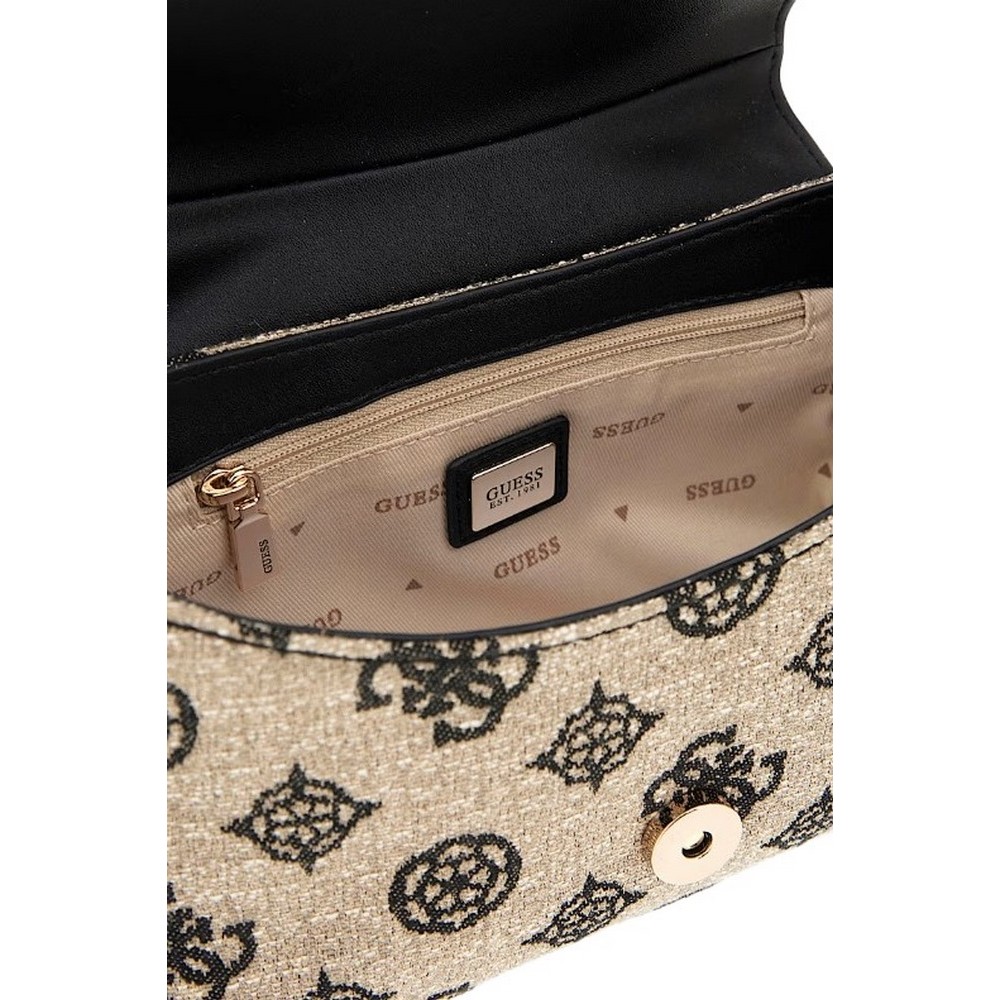 GUESS BEYZA FLAP SHOULDER BAG ΤΣΑΝΤΑ ΓΥΝΑΙΚΕΙΑ BLACK