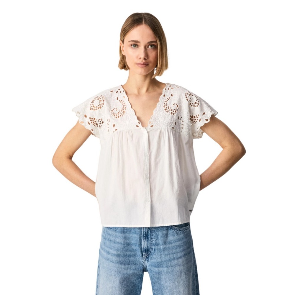 PEPE JEANS LONDON NARA ΠΟΥΚΑΜΙΣΟ ΓΥΝΑΙΚΕΙΟ PEPE JEANS LONDON WHITE