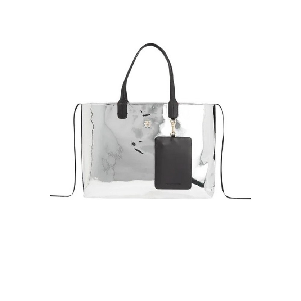 TOMMY HILFIGER ICONIC TOMMY TOTE METAL ΤΣΑΝΤΑ ΓΥΝΑΙΚΕΙΑ SILVER