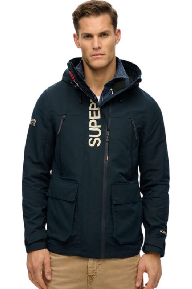 SUPERDRY D1 SDSW HOOD ULTIMATE EMB WINDBREAKER ΜΠΟΥΦΑΝ ΑΝΔΡΙΚΟ NAVY