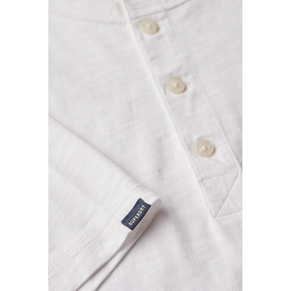 SUPERDRY JERSEY GRANDAD TOPT-SHIRT ΜΠΛΟΥΖΑ ΑΝΔΡΙΚΗ WHITE