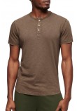 SUPERDRY JERSEY GRANDAD TOPT-SHIRT ΜΠΛΟΥΖΑ ΑΝΔΡΙΚΗ BROWN