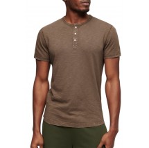 SUPERDRY JERSEY GRANDAD TOPT-SHIRT ΜΠΛΟΥΖΑ ΑΝΔΡΙΚΗ BROWN