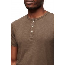 SUPERDRY JERSEY GRANDAD TOPT-SHIRT ΜΠΛΟΥΖΑ ΑΝΔΡΙΚΗ BROWN