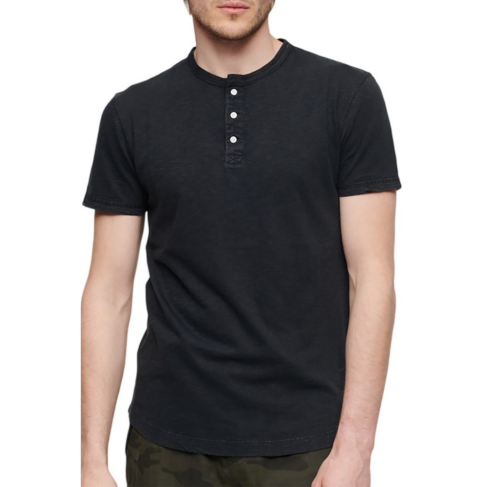 SUPERDRY JERSEY GRANDAD TOPT-SHIRT ΜΠΛΟΥΖΑ ΑΝΔΡΙΚΗ BLACK