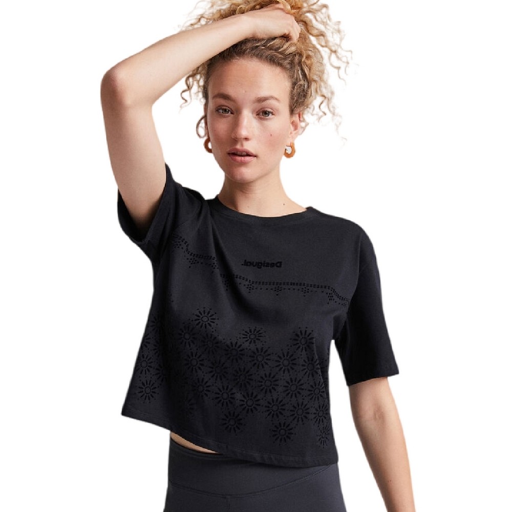 T-SHIRT FLOCKED  ΓΥΝΑΙΚΕΙΟ DESIGUAL BLACK