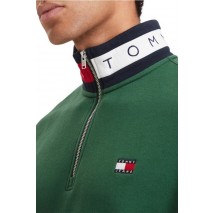 TOMMY JEANS RLX BRANDED COLLAR QZ EXT ΜΠΛΟΥΖΑ ΦΟΥΤΕΡ ΑΝΔΡΙΚΗ DARK GREEN
