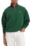 TOMMY JEANS RLX BRANDED COLLAR QZ EXT ΜΠΛΟΥΖΑ ΦΟΥΤΕΡ ΑΝΔΡΙΚΗ DARK GREEN