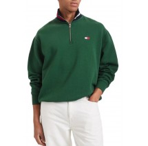TOMMY JEANS RLX BRANDED COLLAR QZ EXT ΜΠΛΟΥΖΑ ΦΟΥΤΕΡ ΑΝΔΡΙΚΗ DARK GREEN