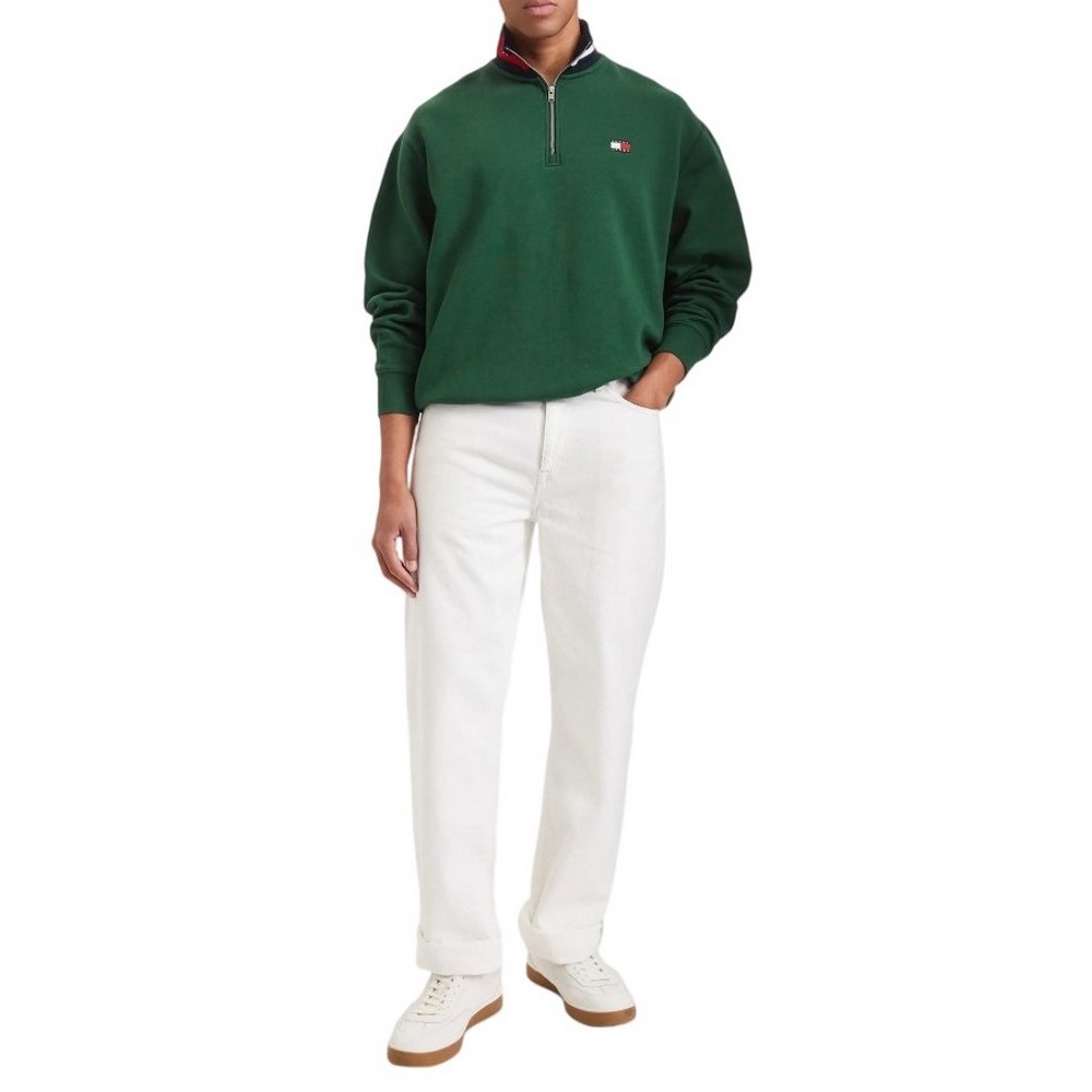 TOMMY JEANS RLX BRANDED COLLAR QZ EXT ΜΠΛΟΥΖΑ ΦΟΥΤΕΡ ΑΝΔΡΙΚΗ DARK GREEN
