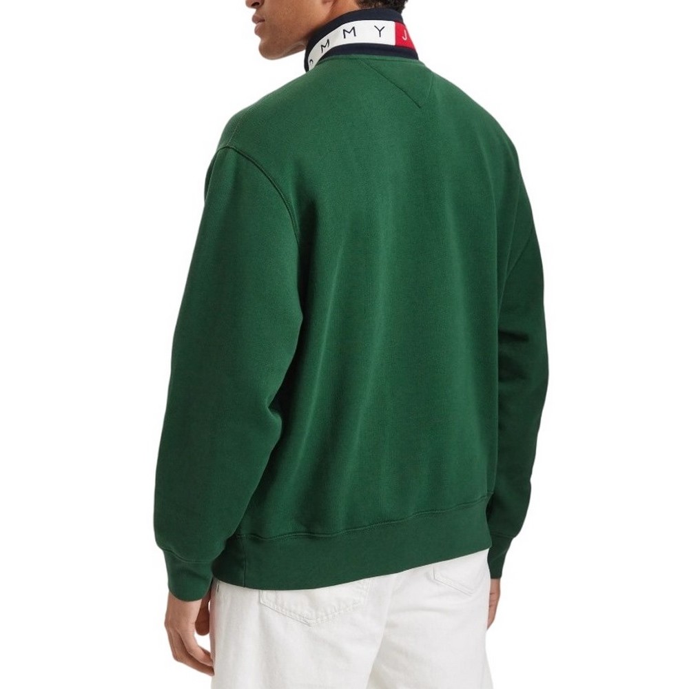 TOMMY JEANS RLX BRANDED COLLAR QZ EXT ΜΠΛΟΥΖΑ ΦΟΥΤΕΡ ΑΝΔΡΙΚΗ DARK GREEN