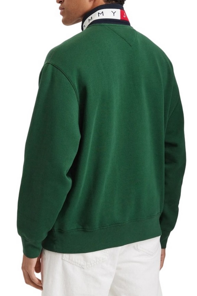 TOMMY JEANS RLX BRANDED COLLAR QZ EXT ΜΠΛΟΥΖΑ ΦΟΥΤΕΡ ΑΝΔΡΙΚΗ DARK GREEN
