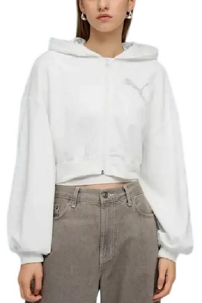PUMA ESSENTIALS GRAPHIC BEDAZZLED FZ HOODIE ΖΑΚΕΤΑ ΦΟΥΤΕΡ ΓΥΝΑΙΚΕΙΑ WHITE