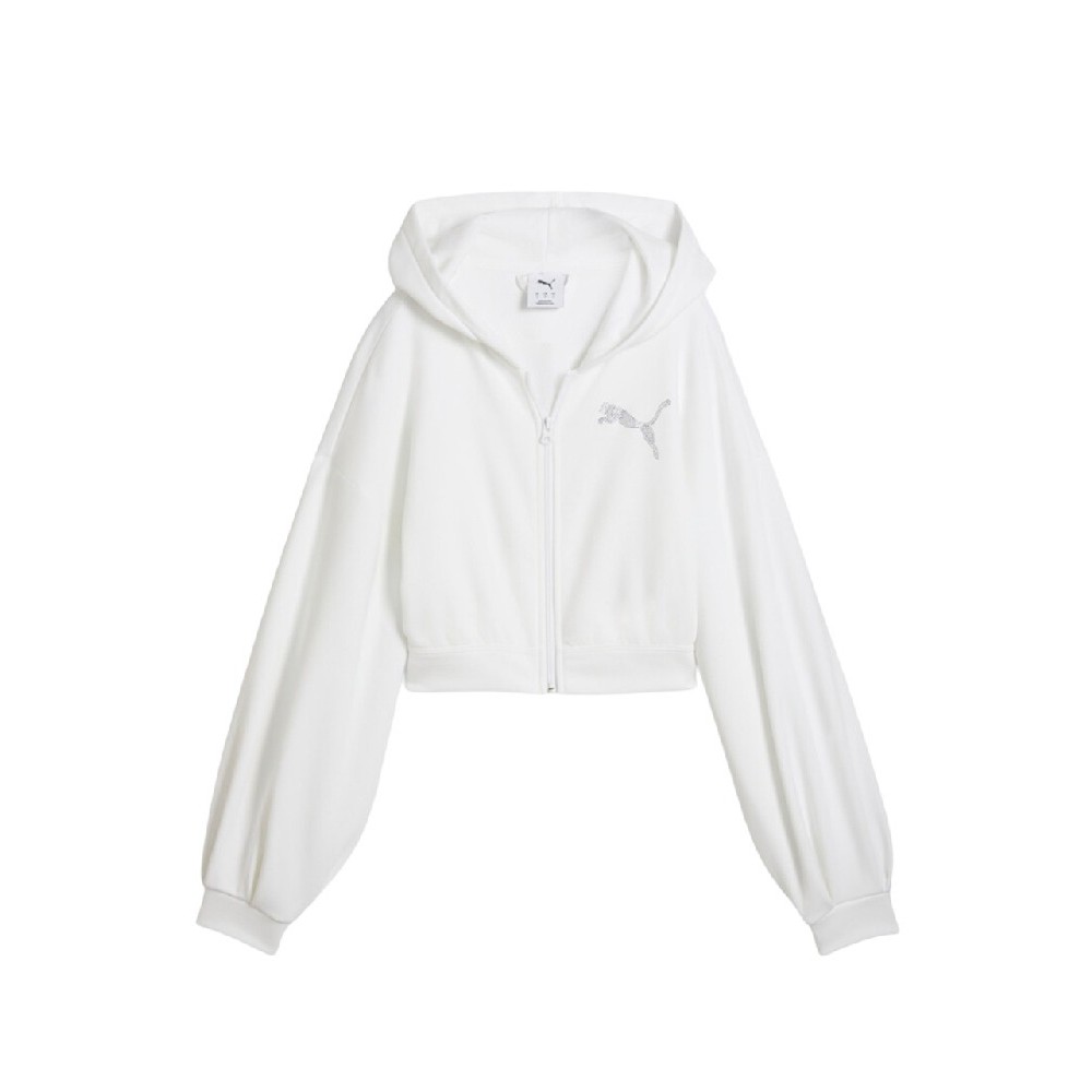 PUMA ESSENTIALS GRAPHIC BEDAZZLED FZ HOODIE ΖΑΚΕΤΑ ΦΟΥΤΕΡ ΓΥΝΑΙΚΕΙΑ WHITE