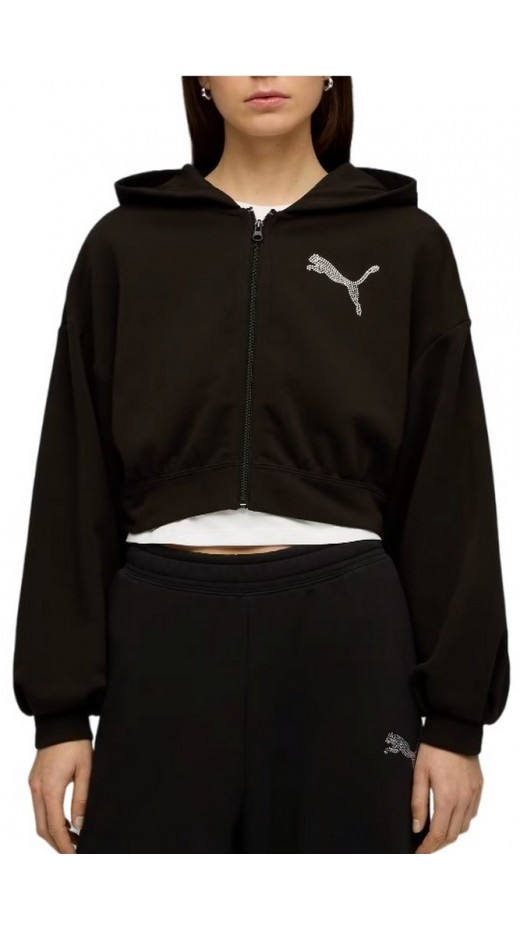 PUMA ESSENTIALS GRAPHIC BEDAZZLED FZ HOODIE ΖΑΚΕΤΑ ΦΟΥΤΕΡ ΓΥΝΑΙΚΕΙΑ BLACK