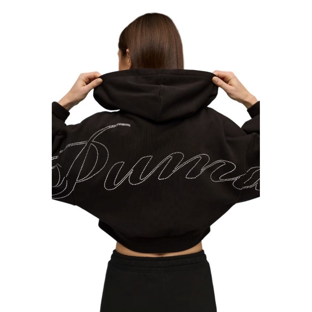 PUMA ESSENTIALS GRAPHIC BEDAZZLED FZ HOODIE ΖΑΚΕΤΑ ΦΟΥΤΕΡ ΓΥΝΑΙΚΕΙΑ BLACK
