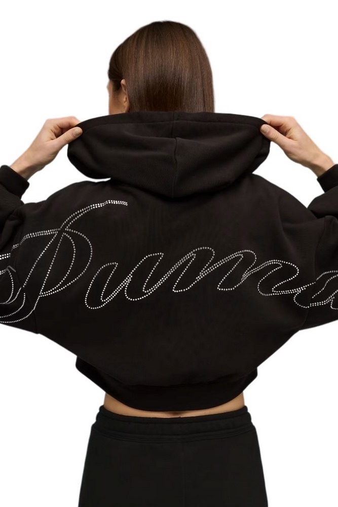PUMA ESSENTIALS GRAPHIC BEDAZZLED FZ HOODIE ΖΑΚΕΤΑ ΦΟΥΤΕΡ ΓΥΝΑΙΚΕΙΑ BLACK