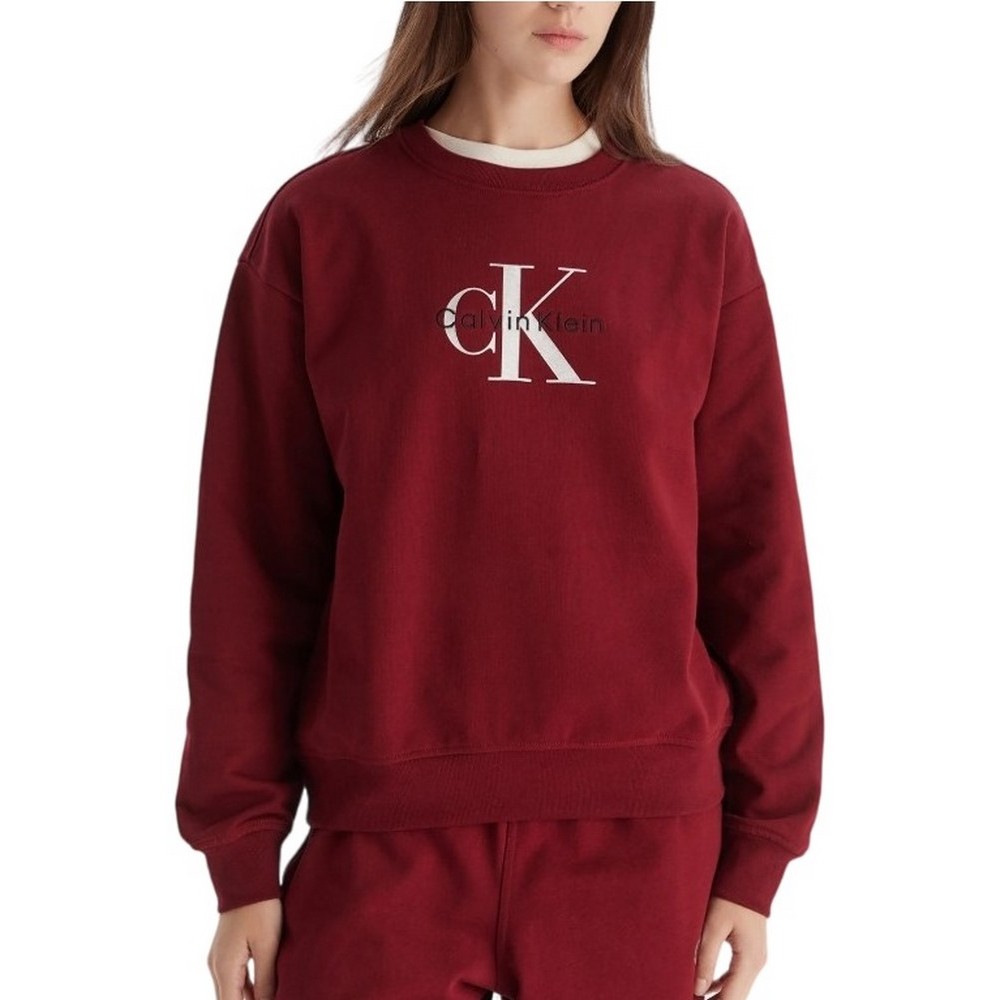 CALVIN KLEIN JEANS LS MONOLOGO FRENCH TERRY RLXD CN ΦΟΥΤΕΡ ΜΠΛΟΥΖΑ ΓΥΝΑΙΚΕΙΑ BORDEAUX