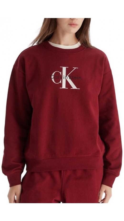 CALVIN KLEIN JEANS LS MONOLOGO FRENCH TERRY RLXD CN ΦΟΥΤΕΡ ΜΠΛΟΥΖΑ ΓΥΝΑΙΚΕΙΑ BORDEAUX