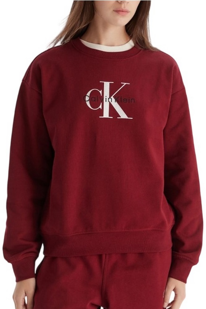 CALVIN KLEIN JEANS LS MONOLOGO FRENCH TERRY RLXD CN ΦΟΥΤΕΡ ΜΠΛΟΥΖΑ ΓΥΝΑΙΚΕΙΑ BORDEAUX