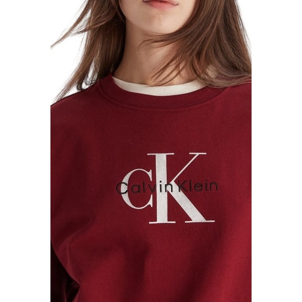 CALVIN KLEIN JEANS LS MONOLOGO FRENCH TERRY RLXD CN ΦΟΥΤΕΡ ΜΠΛΟΥΖΑ ΓΥΝΑΙΚΕΙΑ BORDEAUX
