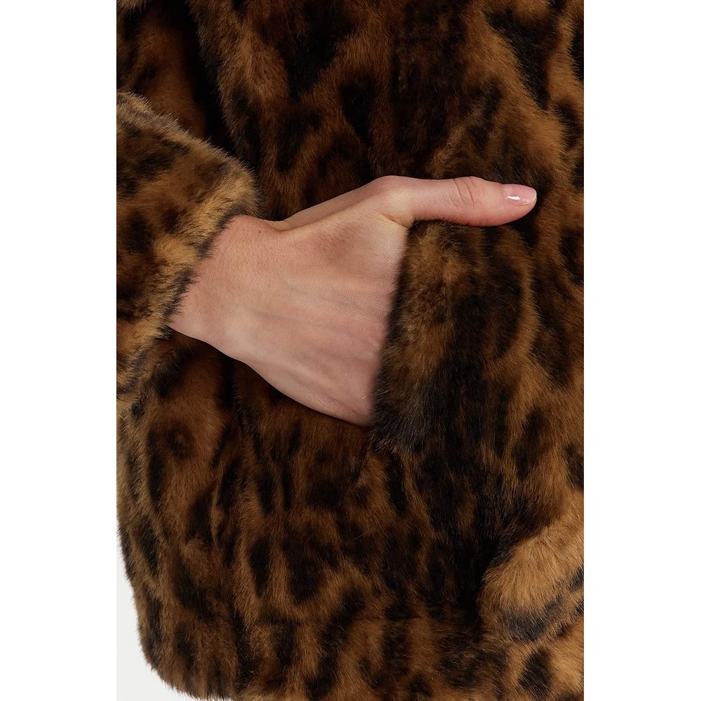 GUESS LUNA FAUX FUR LEOPARD JACKET ΠΑΛΤΟ ΓΟΥΝΑΚΙ ΓΥΝΑΙΚΕΙΟ LEOPARD