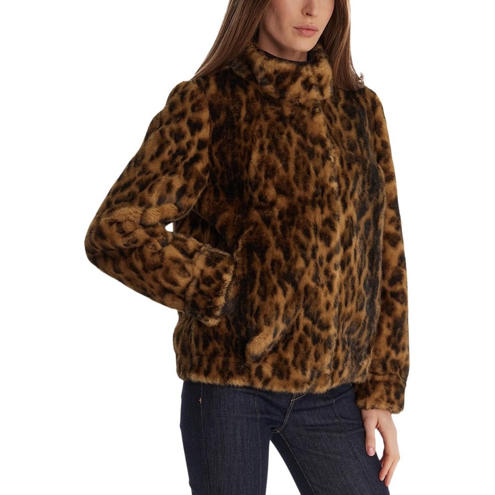 GUESS LUNA FAUX FUR LEOPARD JACKET ΠΑΛΤΟ ΓΟΥΝΑΚΙ ΓΥΝΑΙΚΕΙΟ LEOPARD
