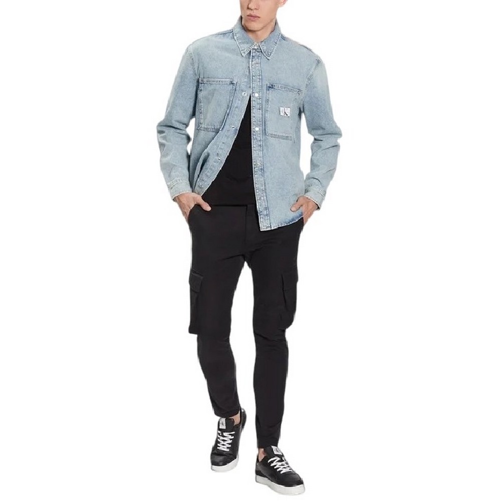 CALVIN KLEIN JEANS RELAXED LINEAR DENIM SHIRT ΠΟΥΚΑΜΙΣΟ ΑΝΔΡΙΚΟ BLUΕ DENIM