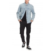 CALVIN KLEIN JEANS RELAXED LINEAR DENIM SHIRT ΠΟΥΚΑΜΙΣΟ ΑΝΔΡΙΚΟ BLUΕ DENIM