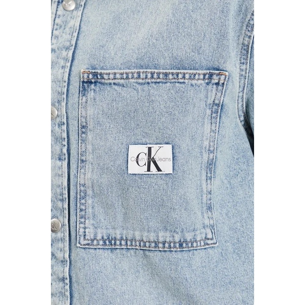 CALVIN KLEIN JEANS RELAXED LINEAR DENIM SHIRT ΠΟΥΚΑΜΙΣΟ ΑΝΔΡΙΚΟ BLUΕ DENIM