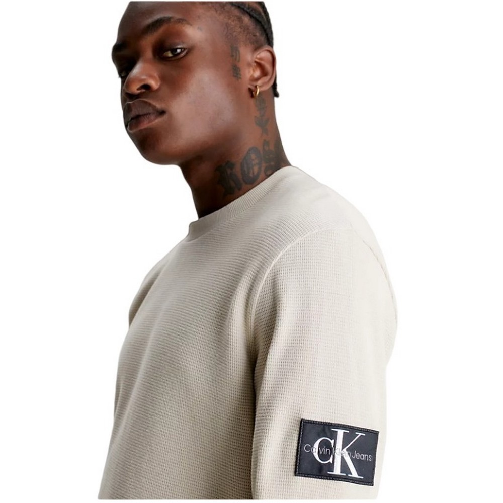 CALVIN KLEIN JEANS WAFFLE LS TEE ΜΠΛΟΥΖΑ ΑΝΔΡΙΚΗ BEIGE