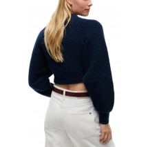 TOMMY JEANS CROP BADGE SWEATER ALPACA ΜΠΛΟΥΖΑ ΠΛΕΚΤΗ ΓΥΝΑΙΚΕΙΑ NAVY