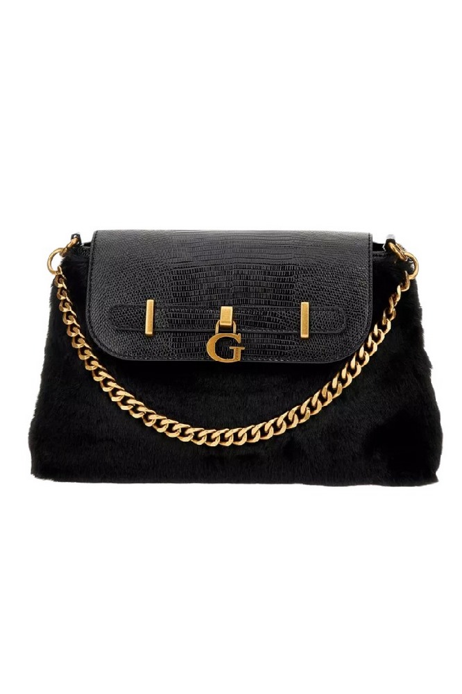 GUESS BERGEN CROSSBODY FLA ΤΣΑΝΤΑ ΓΥΝΑΙΚΕΙΑ BLACK